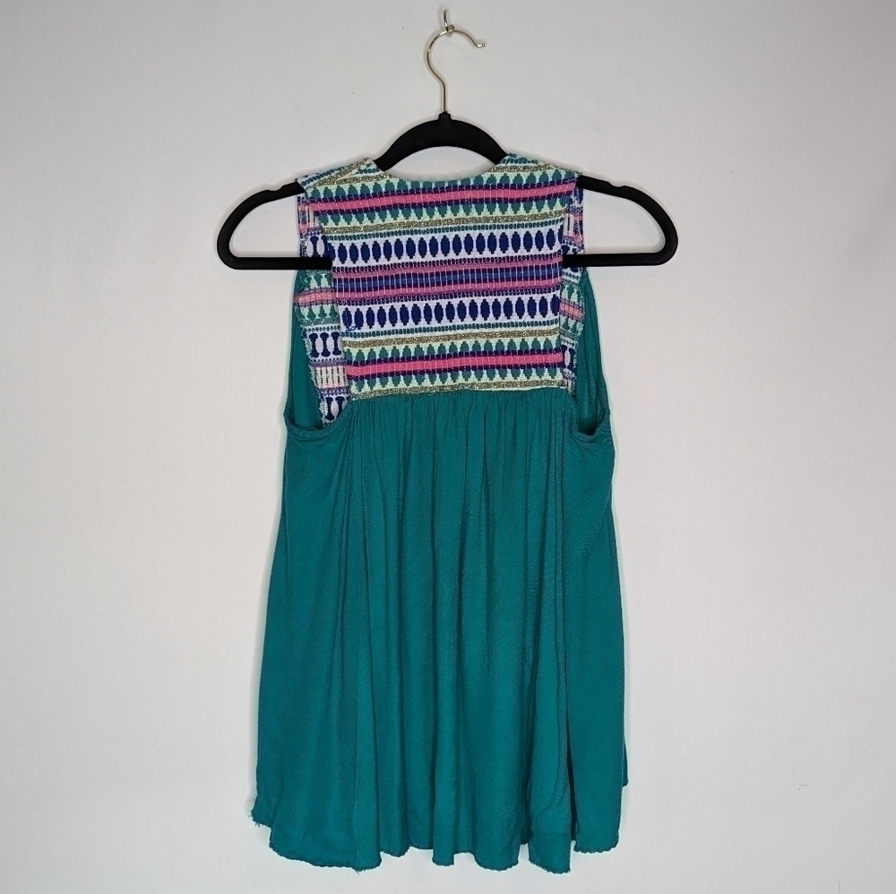 Judith March Teal Embroidered Tassel Tank - Picture 10 of 12